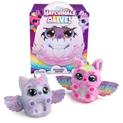 Abbildung von Hatchimals Alive Mystery Ei Pufficorn magisches selbstschlüpfendes ca. 25 cm groß mit interaktivem Überraschungs Plüschtier, für Kinder ab 5 Jahren