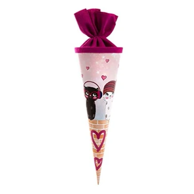 Abbildung von goldbuch 93099 Geschwistertüte 35 cm, Schultüte für Mädchen, Zuckertüte mit Motiv Music for Cats, Geschenktüte aus Lackkarton Filzverschluss, zur Einschulung und Schulanfang, ca. x 11,5 cm
