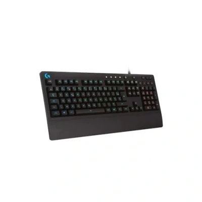 Abbildung von Logitech G213 Prodigy Gaming Tastatur, RGB Beleuchtung, Programmierbare G Tasten, Multi Media Bedienelemente, Integrierte Handballenauflage, Spritzwassergeschützt, Französisches AZERTY Layout Schwarz
