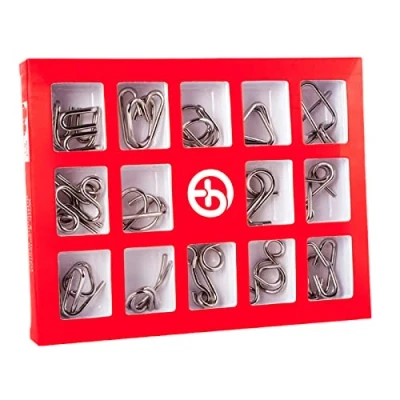 Abbildung von Holzsammlung 15 Stück Knobelspiele Metall, Metallpuzzle Metallknobellei Set IQ Spiele Geduldspiel Geschicklichkeitsspiel, Metal Puzzle Denkspiele Spielzeug Mini Geschenk für Erwachsene und Kinder