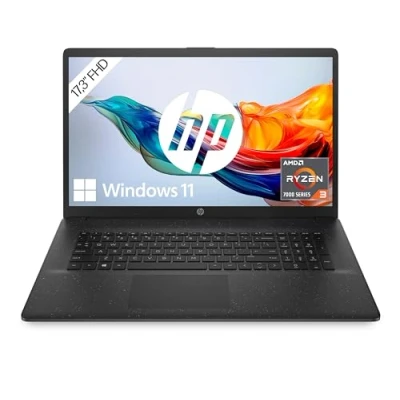 Abbildung von HP Laptop mit 17,3&quot; FHD Display, AMD Ryzen 3 7320U, 8 GB DDR5 RAM, 512 SSD, Radeon Grafik, Windows 11, QWERTZ, Schwarz inkl. 25 Dropbox Speicher für 12 Monate