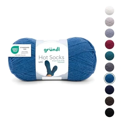Abbildung von Gründl Wolle Hot Socks uni 100, Sockenwolle/Sockengarn 4 fach 1 Knäuel 100 g / 420 m (75% Schurwolle (superwash), 25% Polyamid), enzianblau
