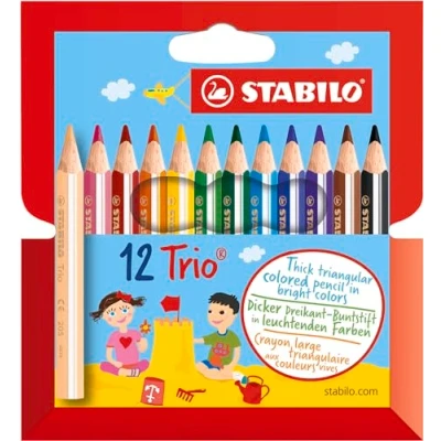 Abbildung von Dreikant Buntstift STABILO Trio dick kurz 12er Pack mit 12 verschiedenen Farben