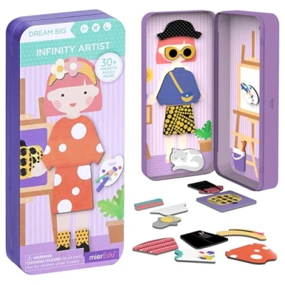 Abbildung von mierEdu Magnetspiel Box Dress Up Künstlerin zum Ankleiden I Fördert Motorik + Fantasie Ideal für zuhause &amp; Reisespiel Kinder Magnet Spielzeug Reisespiele ab 3 Jahre