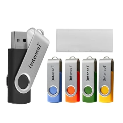 Abbildung von Intenso Office Line USB Stick 5X 64 GB Super Speed A 3.2 Speicherstick mit bis zu 70 MB/s 5 Farben Metallbügel &amp; Beschriftungsetiketten: Amazon.de: Computer Zubehör