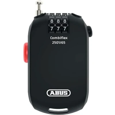 Abbildung von ABUS Spezialschloss Combiflex 2501/65 Geeignet als Gepäcksicherung, Skischloss, Helmsicherung 65 cm Stahlkabel mit Zahlencode Schwarz