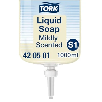Abbildung von Tork Mild Duftende Hand Flüssigseife S1, frischer Duft, 1 x 1000 ml, 420501