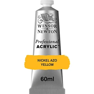 Abbildung von Winsor &amp; Newton 8840455 Professional Acrylfarbe in Künstlerqualität, hohe Farbbrillanz Deckkraft, Archivqualität, 60ml Tube Nickelgelb Azo