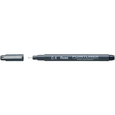 Abbildung von Pentel Pointliner S20P 4A, Fineliner, schwarz, wasserfest und lichtecht, 0.4 mm, 1 Stück (1er Pack)