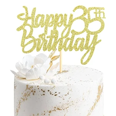 Abbildung von Sumerk 1 Stück Happy 35th Birthday Cake Topper Glitter 35.Geburtstag Tortendeko 35 Geburtstag Geburtstagskerzen für mann frauen