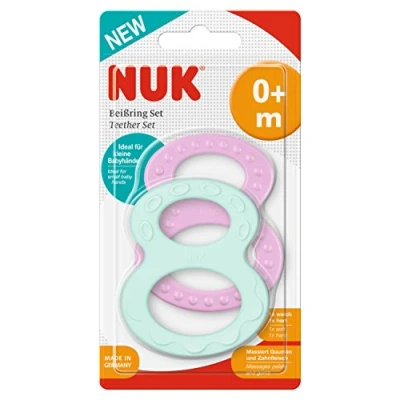 Abbildung von NUK Beißring Set mit verschiedenen Oberflächen, ab 0 Monaten, 2 stück, mehrfarbig