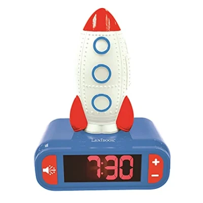 Abbildung von Lexibook, Rocket, Nachtwecker, Sounds und Melodien, LCD Display mit Hintergrundbeleuchtung, Leuchtanzeige, Schlummerfunktion, Blau, RL800SPC