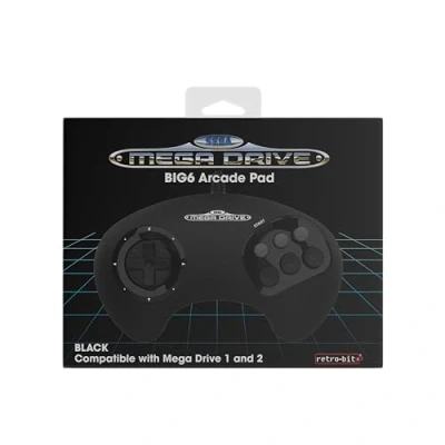 Abbildung von Retro Bit BIG6 Controller Pad for SEGA Mega Drive &amp; Genesis Consoles Original Port Black