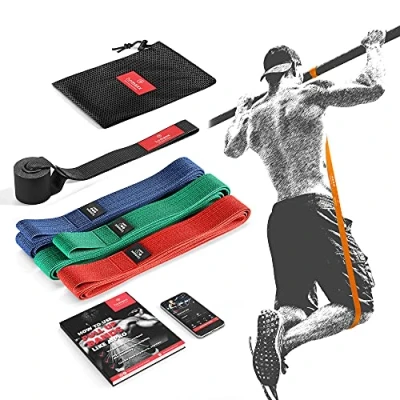 Abbildung von Stoff Textil Fitnessband: Pull Up Resistance Band + Training eBook DAS Latex Klimmzug Widerstandsband Klimmzughilfe Klimmzugband Gymnastikband Loop Sport Stretching Fitness Trainingsband Sportband
