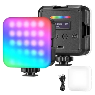 Abbildung von NEEWER Magnetisches RGB Videolicht, 360 Vollfarb RGB61 LED Kamera Licht mit 3 Cold Shoe Mounts/CRI 97+/20 Szenenmodi/2500K 8500K/2000mAh Wiederaufladbare tragbare Fotografie Selfie