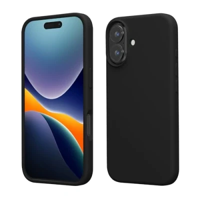 Abbildung von kwmobile Handyhülle für iPhone 16 Hülle, Case Hülle Silikon kabelloses Laden Schwarz