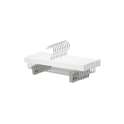 Abbildung von Amazon Basics Holzkleiderbügel mit Klammern, 10er Pack, ‎1.15 x 36 16 cm, Weiß