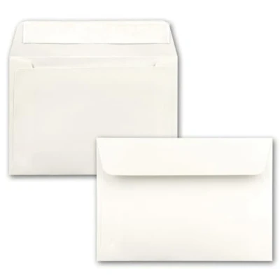 Abbildung von 100x Briefumschläge Natur Weiß DIN C6 Format 11,4 x 16,2 cm Haftklebung Kuverts ohne Fenster Weihnachten, Grußkarten &amp; Einladungen Für A6 A4 Papier