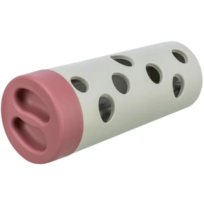 Abbildung von TRIXIE Snack Roll Katzenspielzeug durch Rollbewegungen fallen Snacks heraus schult die Geschicklichkeit Gummiummantelung spülmaschinengeeignet ø 6/ø 5 x 14 cm grau/rot 4592