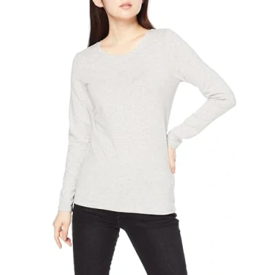 Abbildung von Amazon Essentials Damen Langärmeliges T Shirt mit Rundhalsausschnitt, Klassischer Schnitt (Erhältlich in Übergröße), Hellgrau Meliert, M