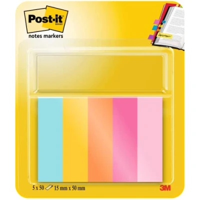 Abbildung von Post it Page Marker, Beachside Collection, 15 mm x 50 mm, Blatt/Block, 5 Blöcke/Packung, 100% PEFC SGSCH COC 110078