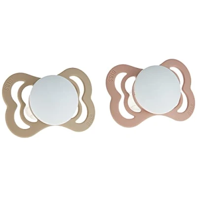 Abbildung von BIBS Supreme Schnuller 2er Pack, BPA frei, Symmetrischer Nippel. Silikon, Größe 1 (0 6 Monate), Blush/Vanilla Night