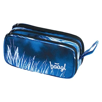 Abbildung von Baagl Federmäppchen für Mädchen, Jungen, Schule Mäppchen, Federmappe mit 3 Fächer, Federtasche Teenager, Kinder Etui (Steel)