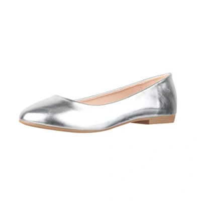 Abbildung von Elara Damen Ballerina Bequeme Slip Ons Flach Chunkyrayan P B3039 Silber 40