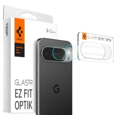 Abbildung von Spigen Glas.tR EZ Fit Optik Kameraschutz kompatibel mit Google Pixel 10 Pro, 2 Stück, Kristallklar, Rundumschutz, Anti Kratzer, 9H Härte Schutzfolie