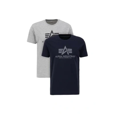 Abbildung von Alpha Industries 2 PACK Tshirt print, Herren, Größe: XL, Grey heat rep blue