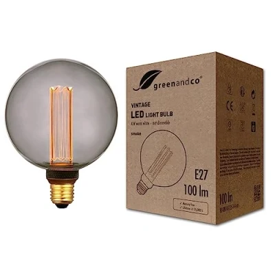 Abbildung von greenandco® Vintage Design LED Lampe zur Stimmungsbeleuchtung E27 G125 Edison Glühbirne 4W 100lm 1800K smoke extra warmweiß 320 230V flimmerfrei, nicht dimmbar, 2 Jahre Garantie