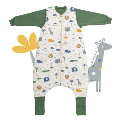 Abbildung von schlummersack Baby Schlafsack mit Füßen ganzjährig 2.5 Tog 80 cm Dschungel Beinen und verlängerten Bündchen für eine Körpergröße von 90cm Ganzjahres Ärmel