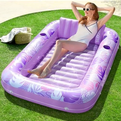 Abbildung von Sloosh 178 x 116 cm Luftmatratzte Pool Aufblasbarer Sonnenpool, Sonnenbaden für Erwachsene, Schwimmfloß im Schwimmbad, Luftmatratze Wasser Sommerspaß, Wasserparty (Lila)