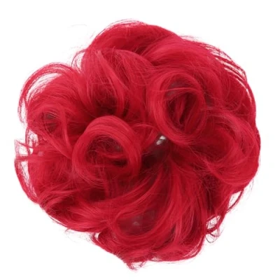 Abbildung von CAISHA Scrunchie Haarteil Haargummi Dutt Haarverdichtung Groß Emilia Gewellt Unordentlich DM15cm Rot G28E