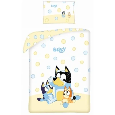 Abbildung von Halantex BLUEY mit BINGO BANDIT Hunde Kinderbett Set 100 x 135 cm 100% Oeko Tex Baumwolle Mehrfarbig