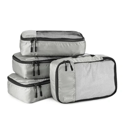 Abbildung von Amazon Basics Packwürfel Set für Koffer, Reise Organizer, Reißverschluss, 4 Teilig, Klein, Grau