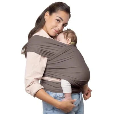 Abbildung von Boba Baby Wrap, das elastische Tragetuch aus weichem Sommersweat, sehr einfach zu binden, ideal für Neugeborene und Kleinkinder bis 16 kg
