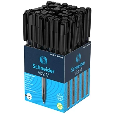 Abbildung von Schneider 102201 Vizz Kugelschreiber (für leichtes und schnelles Schreiben, Schaft in Schreibfarbe, Strichbreite M) 50 Stück, Schwarz