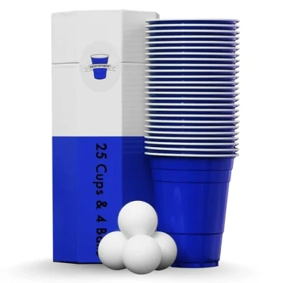 Abbildung von RedCupShop® Becher Set 25 blaue Cups &amp; 4 Bälle Spülmaschinenfest Wiederverwendbar 473ml/ 16oz Partybecher