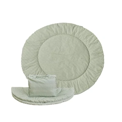 Abbildung von molis&amp;co Krabbeldecke Runder für Baby 100x5 cm 100% Baumwolle (OEKO TEX) Spielmatte Multifunktional, Dick &amp; weich gepolstert Ideal als Babydecke Spieldecke Mint Tea
