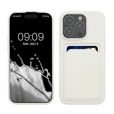 Abbildung von kwmobile Handyhülle kompatibel mit iPhone 15 Pro Hülle Handy Cover Fach für Karten in Weiß
