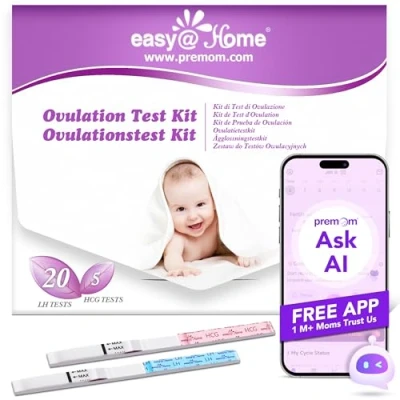 Abbildung von Easy@Home 20 Ovulationstest + 5 Schwangerschaftstest Frühtest: Empfindlich Fruchtbarkeitstest für Frauen 25 mIU/ml Eisprung Teststreifen Kinderwunsch (20 LH HCG)