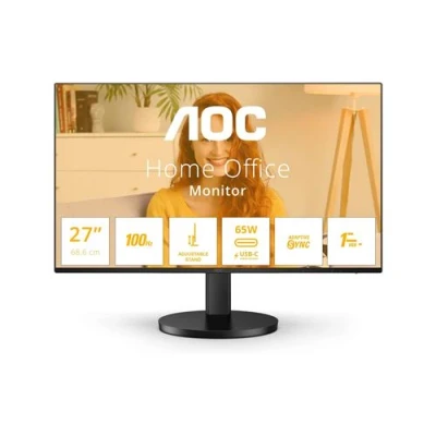 Abbildung von AOC Q27B3CF2 27 Zoll QHD Monitor, Lautsprecher, höhenverstellbar, HDR10 (2560x1440, 100Hz, 1x HDMI 1.4, USB C (65W PD), Hub) schwarz