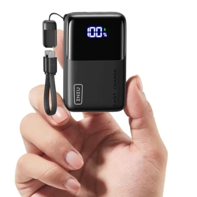 Abbildung von INIU Power Bank, 45W 10000mAh Mini Powerbank für Laptop, Mit Starkem USB C Kabel, High Speed portables Ladegerät In&amp;Out, Akkupack iPhone 16/15/14/13, Samsung, Google, MacBook, iPad und mehr