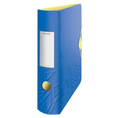 Abbildung von Leitz Qualitäts Ordner 180 Active, A4, breit, Abgerundeter Rücken, 8,2 cm Gummibandverschluss, Leichtes Polyfoam, Plastik Ordner, Urban Chic Serie, Blau, 11160032