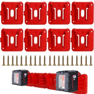 Abbildung von 8 Pcs Batteriehalter Kompatibel mit Milwaukee M18 18V Batterien, Wandhalterung Batteriehalterung Für 48 11 1815 1828 1850 1860, Arbeitswagen, Racks, Werkzeugkästen