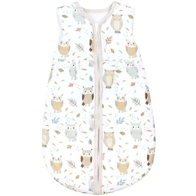 Abbildung von TupTam Schlafsack Baby Wärmender Ganzjahresschlafsack 2.5 TOG, OEKO TEX, Ärmellos, Farbe: Eule Beige Pastellblau, Größe: 80 86