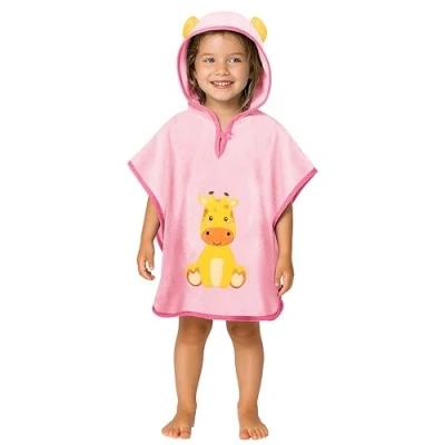 Abbildung von LAYNENBURG Premium Badeponcho Kinder mit Kapuze 100% Baumwolle OEKO TEX Baby Jungen Mädchen Handtuch Poncho Frottee 3 5 Jahre/Giraffe