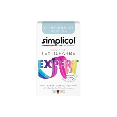 Abbildung von simplicol Textilfarbe expert Gletscher Blau Perfekt zum Batiken und für kreative DIY Projekte Einfache Anwendung Farbpulver 150 g