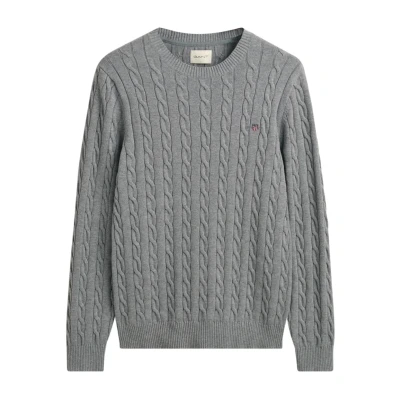 Abbildung von GANT Cable C NECK Strickpullover, Herren, Größe: Small, Grey melange